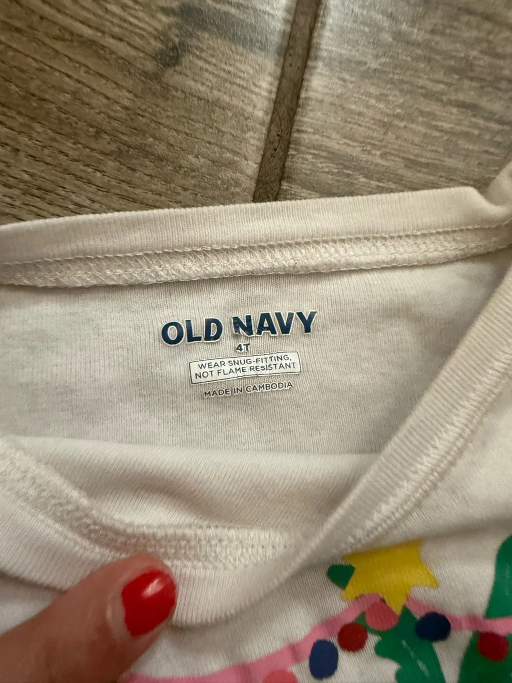 Old Navy Cream Tee with Navy Logo